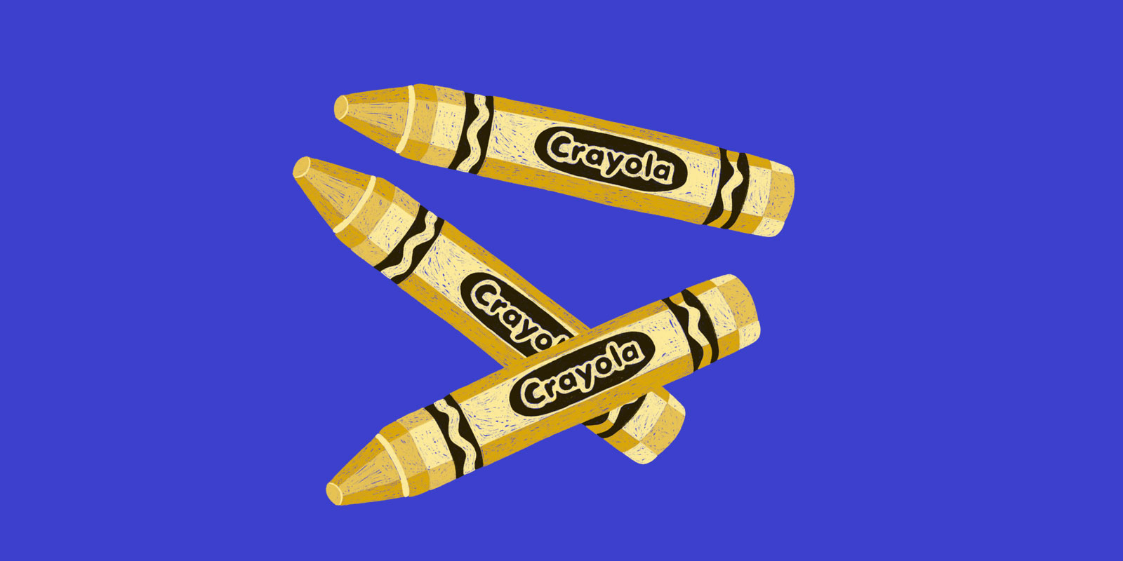 Illustration de crayons jaunes sur fond bleu
